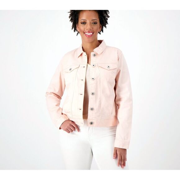 Belle by Kim Gravel Women's Plus Sz Jacket 2X Classic Jean Pink A587917 - Picture 1 of 4